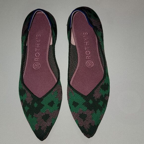 Rothy's Green Botanicamo Camo Point Toe Ballet Flat Shoes Sz 9 • Rare & Retired - Picture 6 of 16